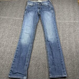 Ariat REAL Jeans Womens 25L Blue Denim Straight Stretch Denim Rainstorm Cowboy